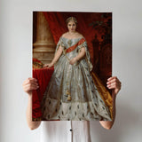Classic Renaissance Royal Female Portrait in Grey Silk Gown