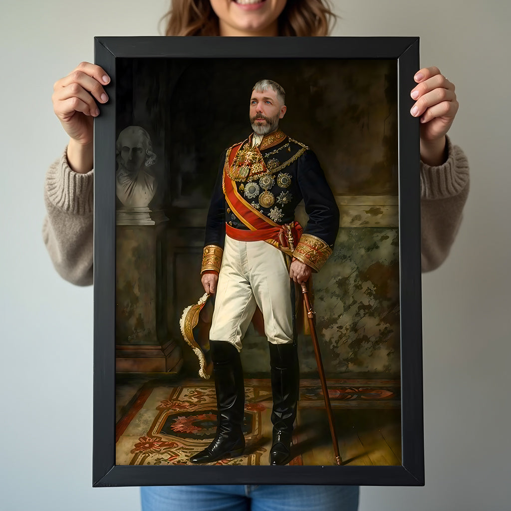 Custom Aristocratic Portrait – Man in Standing Royal Military Outfit