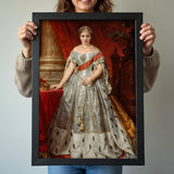 Classic Renaissance Royal Female Portrait in Grey Silk Gown