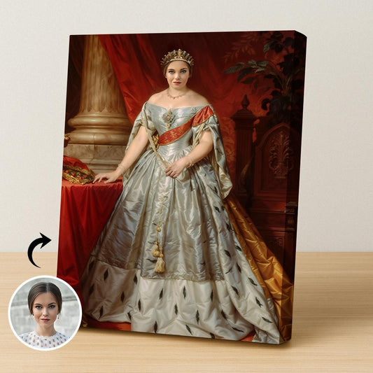 Classic Renaissance Royal Female Portrait in Grey Silk Gown