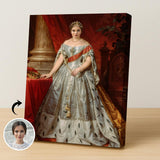 Classic Renaissance Royal Female Portrait in Grey Silk Gown