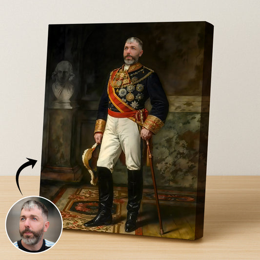 Custom Aristocratic Portrait – Man in Standing Royal Military Outfit