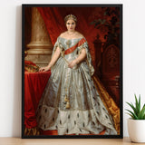 Classic Renaissance Royal Female Portrait in Grey Silk Gown