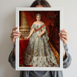 Classic Renaissance Royal Female Portrait in Grey Silk Gown