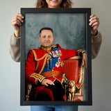 Custom British Guard Portrait – Man in Red Royal Uniform with Medals