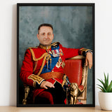Custom British Guard Portrait – Man in Red Royal Uniform with Medals