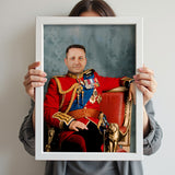 Custom British Guard Portrait – Man in Red Royal Uniform with Medals