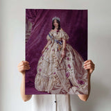 Victorian Style Custom Portrait of Woman in Floral Royal Dress with Tiara