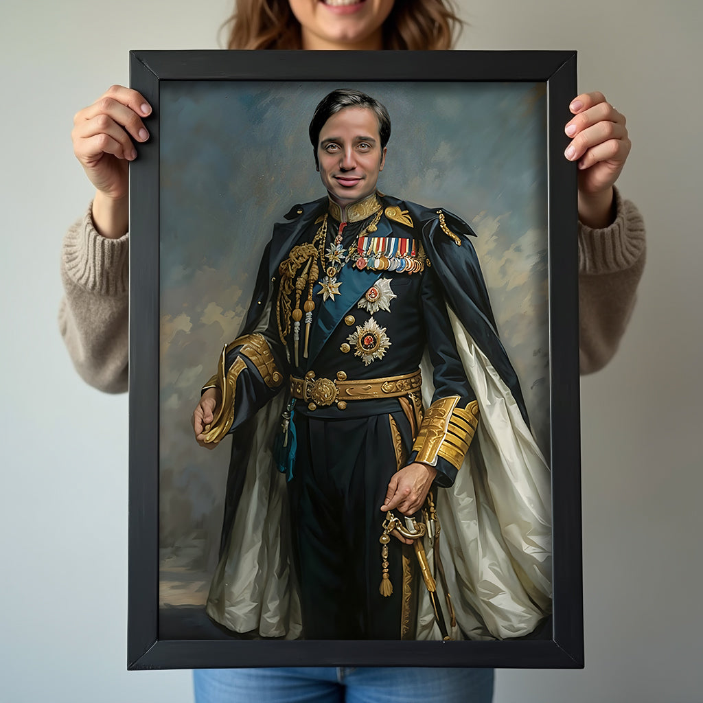 Custom British Navy Officer Portrait – Man in Medals and Uniform