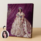 Victorian Style Custom Portrait of Woman in Floral Royal Dress with Tiara