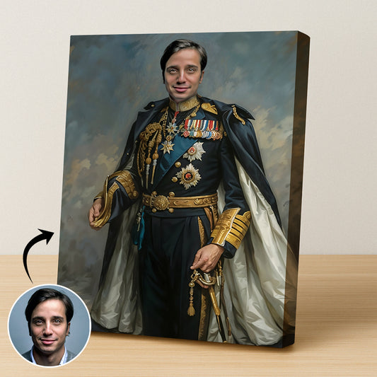 Custom British Navy Officer Portrait – Man in Medals and Uniform