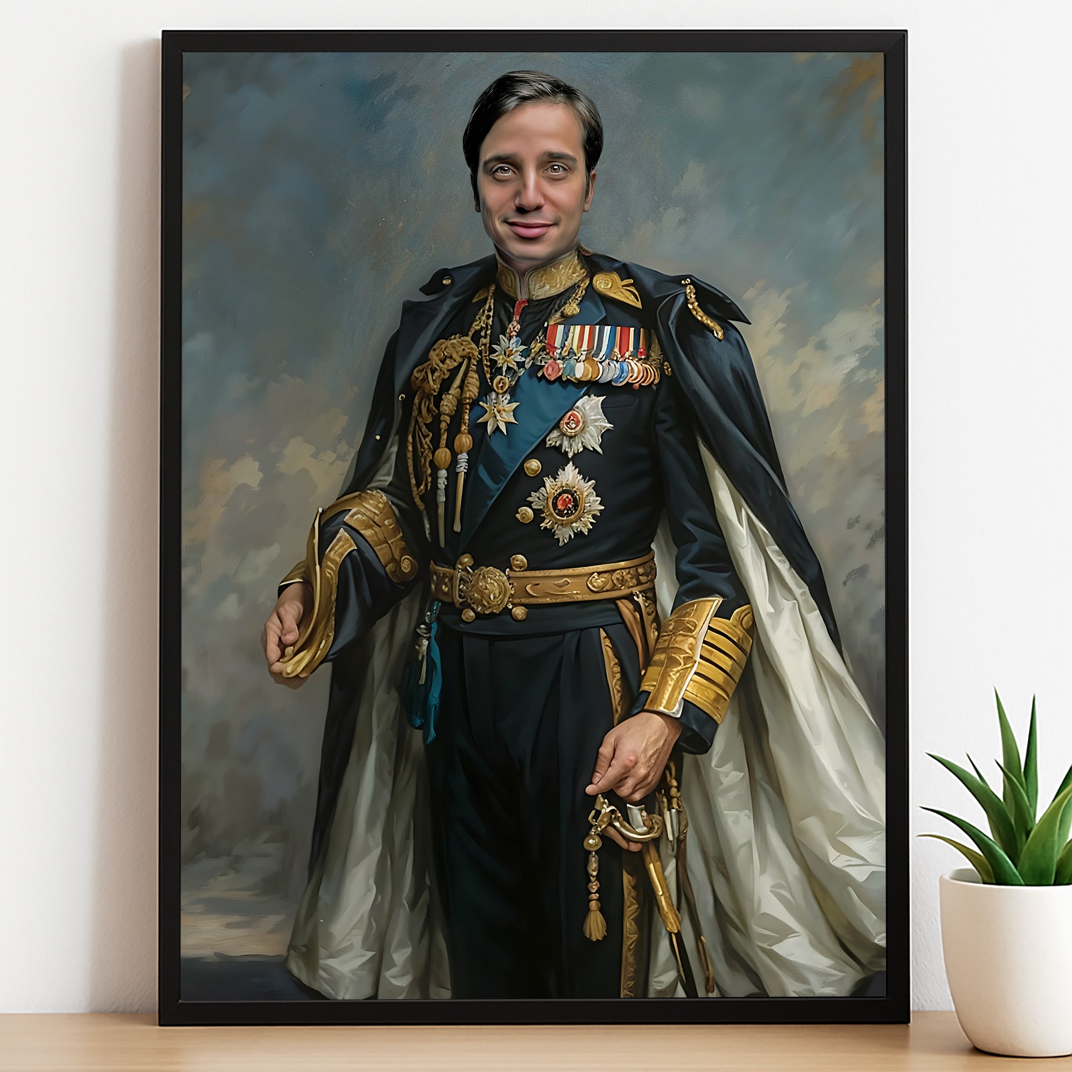 Custom British Navy Officer Portrait – Man in Medals and Uniform