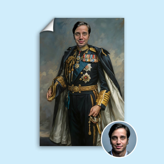 Custom British Navy Officer Portrait – Man in Medals and Uniform