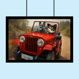 Road Trip Paws – Custom Multi-Pet Adventure Portrait