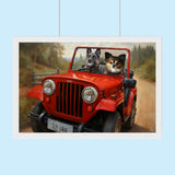 Road Trip Paws – Custom Multi-Pet Adventure Portrait