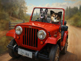 Road Trip Paws – Custom Multi-Pet Adventure Portrait