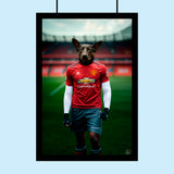 Custom Pet Portrait in Manchester United Jersey – Personalized Football-Themed Pet Art