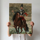 Custom Knight Portrait on Horse – Medieval Royal Artwork for Men