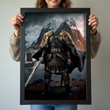 Custom Viking Warrior Portrait – Bearded Man with Sword and Cape