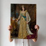 Golden Royal Queen Portrait with Crown and Scepter – Custom for Women