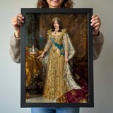 Golden Royal Queen Portrait with Crown and Scepter – Custom for Women