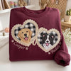 Custom Two-Pet Portrait Sweatshirt with Gingham Heart & Coquette Bow