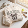 Custom Pet Portrait Sweatshirt with Gingham Varsity Name
