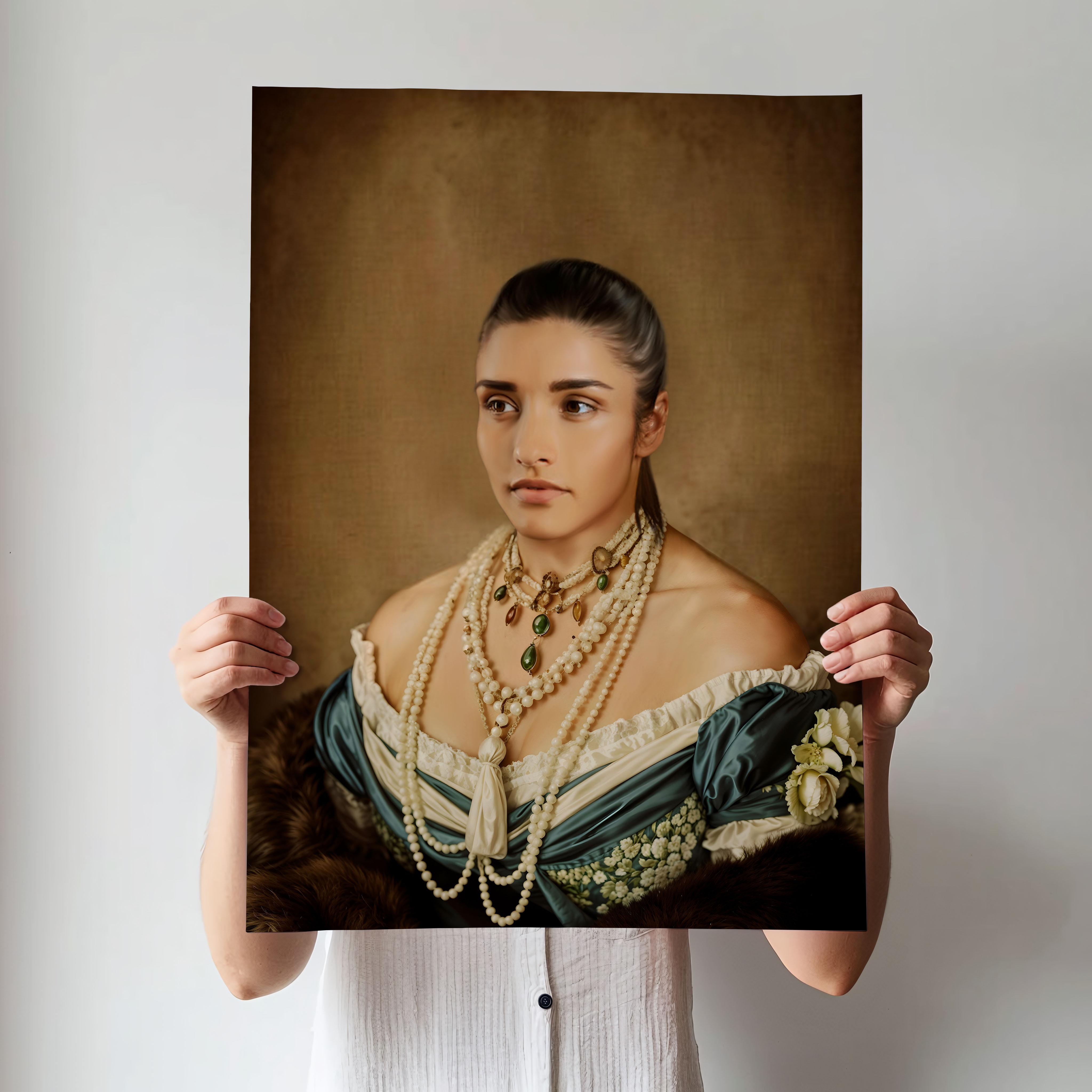 Pearl Adorned Queen Renaissance Portrait