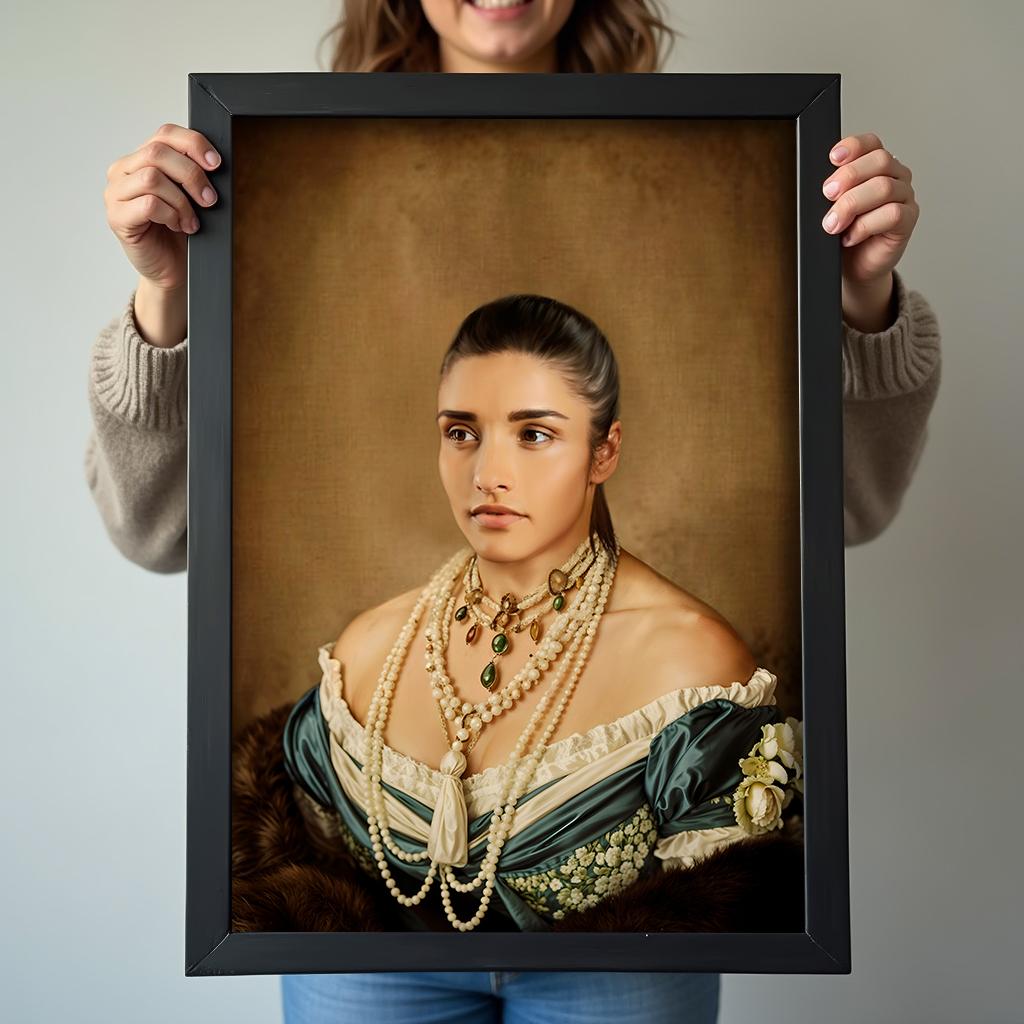 Pearl Adorned Queen Renaissance Portrait