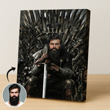 Custom Game of Thrones Portrait – Man Seated on Iron Throne with Sword