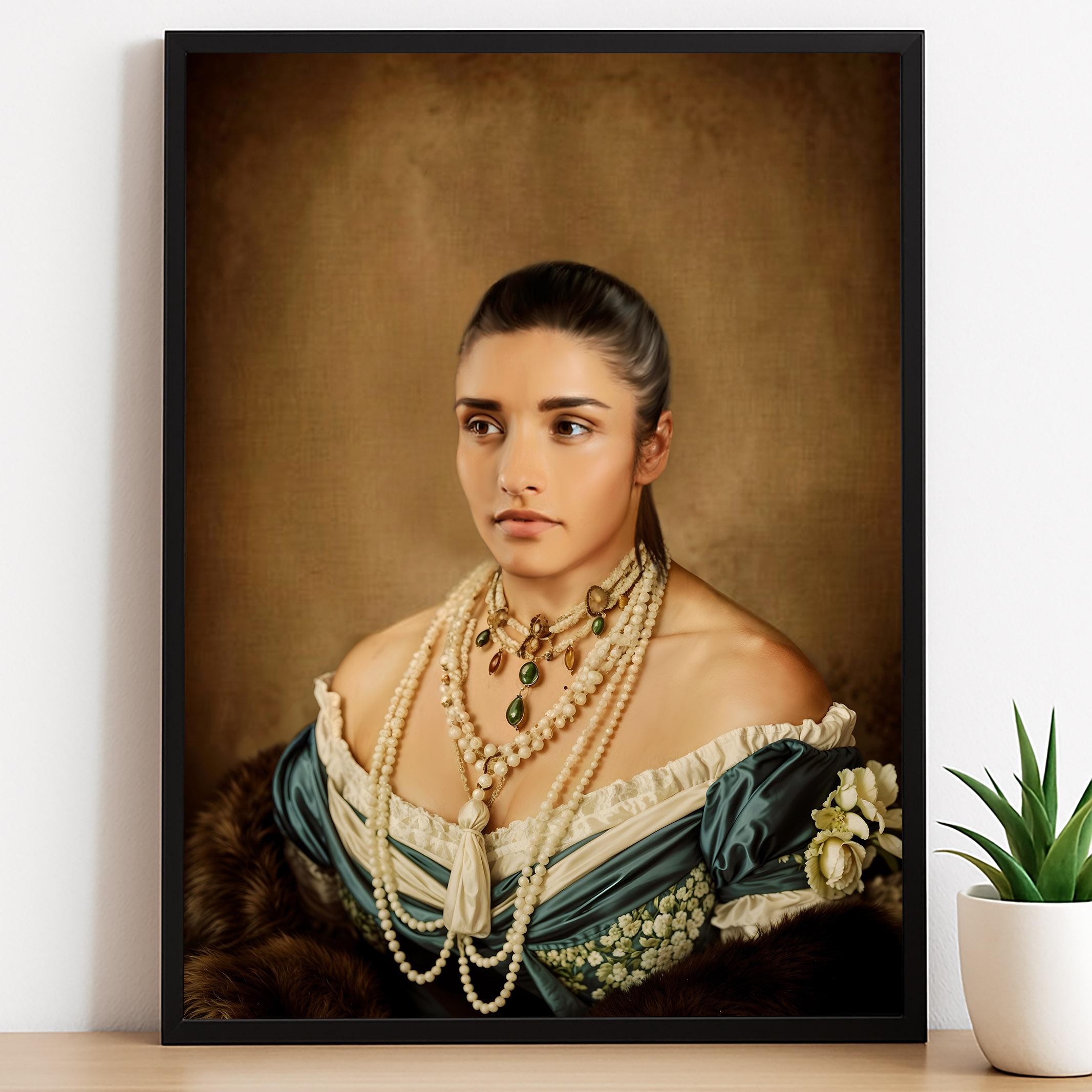 Pearl Adorned Queen Renaissance Portrait