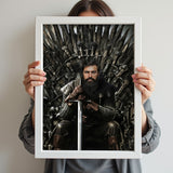 Custom Game of Thrones Portrait – Man Seated on Iron Throne with Sword