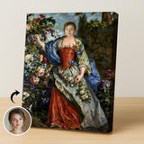  Custom portrait of woman surrounded by flowers in regal style