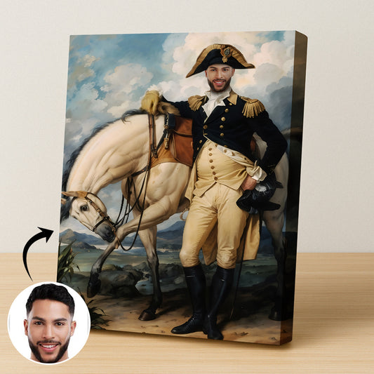 Custom Cavalry Commander Portrait – Man Standing with Horse