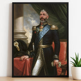 Custom Royal General Portrait – Man in Black Uniform with Blue Sash and Medals