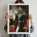 Custom Royal General Portrait – Man in Black Uniform with Blue Sash and Medals