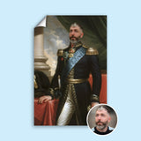 Custom Royal General Portrait – Man in Black Uniform with Blue Sash and Medals