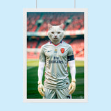 Custom Pet Portrait in Arsenal Goalkeeper Jersey – Personalized Football-Themed Pet Art