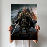 Custom Viking Warrior Portrait – Bearded Man with Sword and Cape