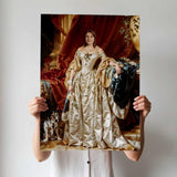 Custom Noblewoman Portrait – Lady in Vintage Dress with Dog