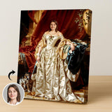 Custom Noblewoman Portrait – Lady in Vintage Dress with Dog
