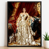 Custom Noblewoman Portrait – Lady in Vintage Dress with Dog