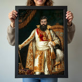 Custom Imperial Noble Portrait – Man in Gold and White Robes with Crown