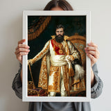 Custom Imperial Noble Portrait – Man in Gold and White Robes with Crown