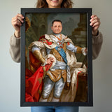 Custom Regency Royal Portrait – Man in Regal Robe with Blue Sash