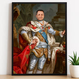 Custom Regency Royal Portrait – Man in Regal Robe with Blue Sash