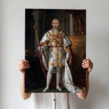 Custom White Regal Portrait – Man with Scepter and White Royal Cape