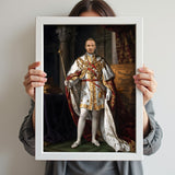 Custom White Regal Portrait – Man with Scepter and White Royal Cape