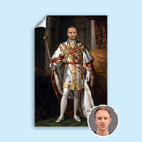Custom White Regal Portrait – Man with Scepter and White Royal Cape