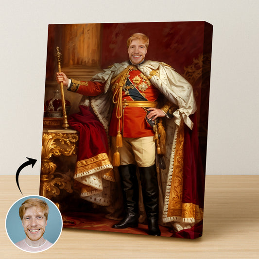 Custom Royal Officer Portrait – Man in Red and Gold with Staff